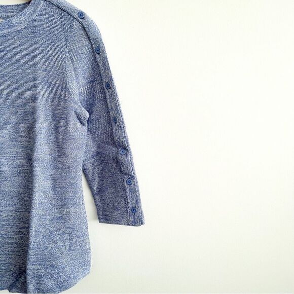 Talbots Petite Knit Sweater Blue White Variegated Button Details Women's S - Picture 6 of 10